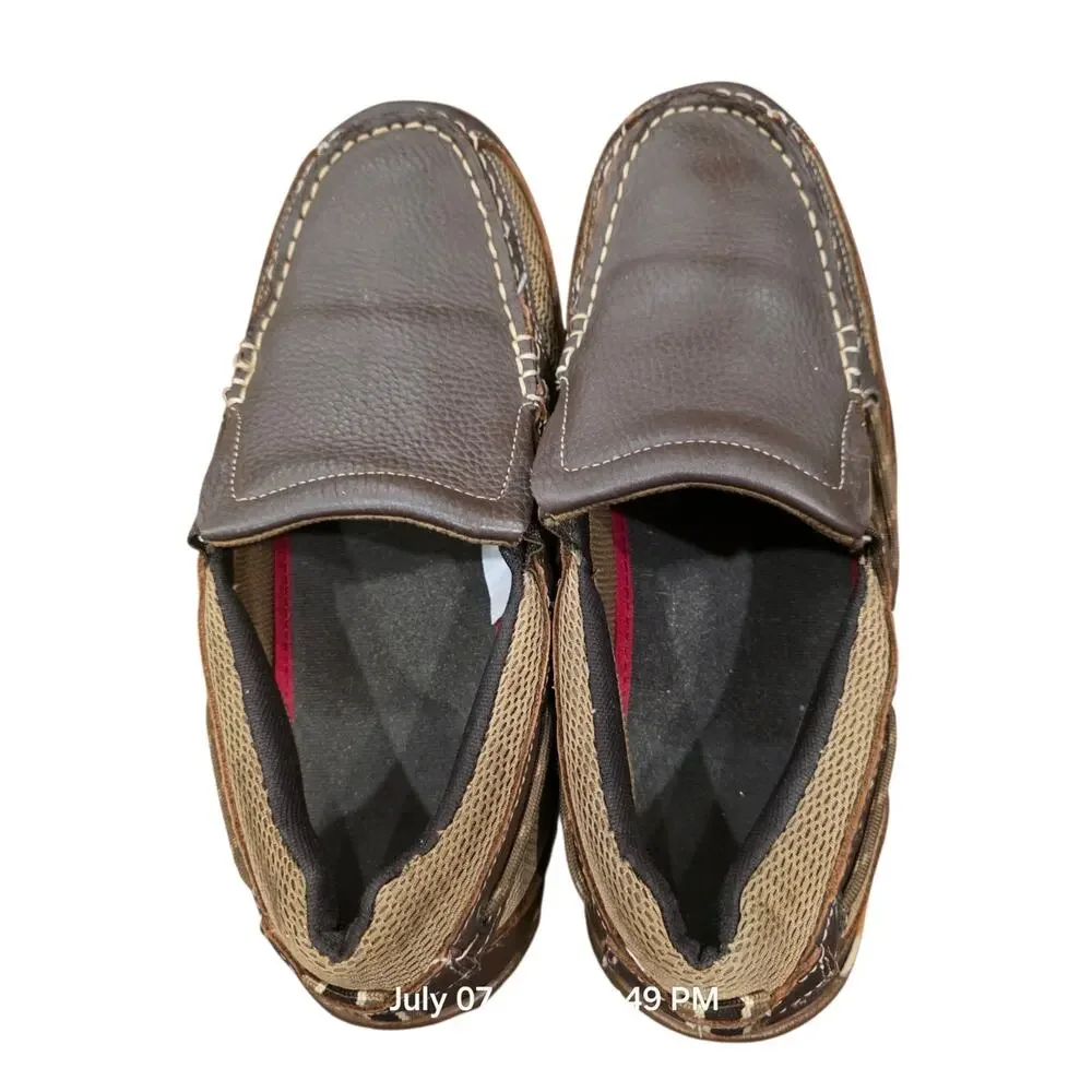 Margaritaville Sz 11 Speed Boat Slip On Shoes Men's Brown Leather Boat Loafers